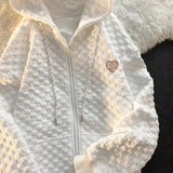 Zingj Early Autumn New Hoodie Female Loose Waffle Korean Version Of Versatile Design Sense Long Sleeve Cardigan
