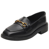 Shoes Women's Spring And Summer Flat Shoes On The Front Of Small Leather Shoes Buckle Englen Wind Shoes Black
