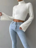 And Winter New Women's Sweater High-Neck Short-Sleeved Long-Sleeved Solid Anti-Sting Knitted