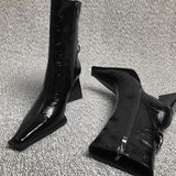Design 2025 Autumn And Winter New Small Square Head Thick Heel High Heel Boots Martin Boots High Heels High Heels Fashion
