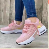 Spring And Autumn New Large-Size Casual Single-Shoe Women Flying Weave Slope And Front Lace Mesh Breathable Women's