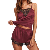 Women's Home Pajamas Two-Piece Slip Face Lace Nightgown
