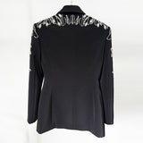 New Star Fashion Heavy Industry Diamond Nail Beads Blazer Open Fork Fishtail Long