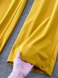 Women Three Pieces Set Elegant V-Neck Short Blouse + Strap Camis + Wide Leg Pants Suit Green/Red/Yellow Spring Fall