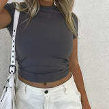 Women's New Solid Color Body Short-Sleeved T-Shirt Women's Fashion Casual Bottoming