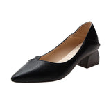 Korean Version Of Thick Heel High-Heeled Single-Shoe Women's Pointed Professional Shoes Black Heel Shoes To Work
