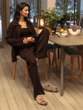 Zingj 2024 Ins New Pit Strip Sweater Cardigan Wide-Leg Pants Two-Piece