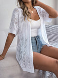 Shooting 2025 Spring And Summer Hollow Short-Sleeved Knitted Cardigan Holiday