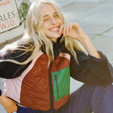 Women's ZA Grip Velvet Splicing Short Jacket