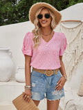 Fashion Casual Women's Top 2025 New Print V-Neck Slim Cuff Kink