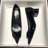 Temperament Net Red Fashion Sharp Thick Heel Single Shoes Women 2025 New Shallow-Mouthed Comfortable Career Heel High