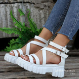 Wind Hollow Thick-Soled Sandals Women's Large Size Women's Shoes Pine Cake With Beach Cool