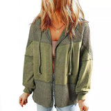 Color Hooded Jacket Woman Autumn New Retro Water Wash Long-Sleeved Topess
