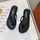 Summer New Large Women's Shoes Casual Water Drill Clip Low Heel Pedal Lightweight Slippers