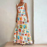 Women's Dress 2025 Fashion Personality Graffiti Sling With Breasts Temperament Dress Dress