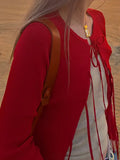 Spring New Temperament Thin Knitted Cardigan Retro Red Sunscreen Air Conditioning Shirt With Small Coat