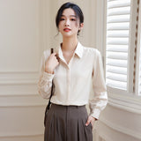 Women Shirt Long Sleeve Blouse 2023 Spring New Loose Ladies Tops Satin Women's White Shirt Basic Elegant Shirts and
