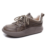 Layer Of Cowhite Casual Lace Handmade Women's Shoes New Leather Flat-Bottomed Sports Wind Soft Sole Shoes Wear Low
