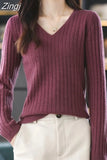 Women Sweater Long Sleeve Top Knitted Pullover V-Neck Fashion Sweater Woman Winter 2023 Basic Female Clothing Soild OL