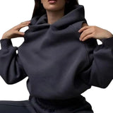 Women's Clothing 2025 New Two-Piece Set Of Solid-Colored Hooded Short-Wear