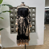 High-Suppe Lady Party Unique Trendy Prints Of Stingy-Faced Bat Long-Sleeved Long-Sleeved Long Dress