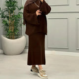 Women's Clothing 2025 New Wide Sleeve Sweater Half-Dress Fashion Sweater Casual Suit