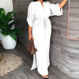 New Women's Temperament V Tie With Loose Leisure Large-Size Dress