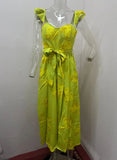 Zingj New Fashion Floral Print French Retro Waist Sling Dress-Outfit
