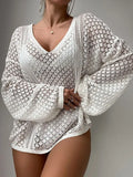 New Beach Hooded Knitted Loose Long-Sleeved Swimsuit