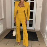 Spot Autumn 2025 New Fashion Long-Sleeved Small Suit Trousers Jumpsuit Two-Piece