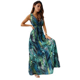 Women's Dress 2025 Dress Summer Floral Bare Back Sleeveless Dress V-Neck Temperament