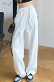 Jogging Sweatpants White Women Pants High Waist Baggy Sports Pants Chic Lace Up Casual Fashion Female Trousers