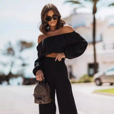 New Short-Sleeved Shoulder Straight Trouser Set Solid Color Commuting Two