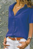 2023 Short-sleeve Shirt Solid Casual Loose Blouse Fashion Women Basic Top Office Party Clothing Shirt Women