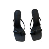 French-Style Toe-Slips Fine Heel Slippers Women Wearing Cool Slippers Square Head High