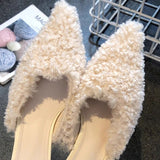 Casual Hairy Half-Slippers Women Wear 2025 New Autumn And Winter Korean Version Of The Pointed Lazy Comfortable Single