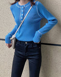 Design Sense Black Collar Splicing Woman 2025 Autumn High-End Temperament Waist Repair Knitted Long-Sleeved