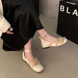 Gentle ~ French Style New Chinese Style With Skirt Flowers Mary Precious Shoes To Increase Temperament French Single Shoes