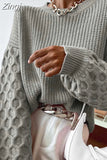 Women Pullover Sweater Autumn Winter Knitted Casual Solid Jumper Tops Fashion Loose Long Sleeve