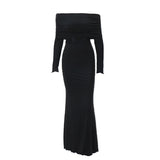 Zingj Autumn Women's Liu Wen With A Sexy Shoulder French Temperament Slim