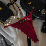 Ice Silk Scarless Lady Thong Diamond With Female Thong Trousers T-Pants Large Thong