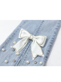 Women High Waist Flare Pants Slim Fit Stretchy Vintage Korean Fashion Harajuku Ins Street Denim Split Wide Leg Trouser