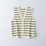 New V-Collar Striped Vest