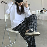 Leg Pants Womens Hot Sale Summer Fall Chic High Waist All-match Teens Streetwear Ins Trendy Harajuku Plaid Womens