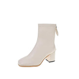 Zingj 2023 New Thick Heel High Heel Single Boots Women's British Wind Square Head Rear Zipper Black Simple 44 Plus Size Ankle Boots-Outfit