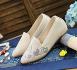 Zingj Shoes Single Shoes Lotus Embroidered Cloth Shoes With Cheongsam Pointed Muller Women's Shoes Spring And Autumn