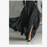 Heavy Industry Withered Leaves Folded Half Skirt Spring And Autumn Gloss Irregular Stow Over The Knee And Ankle