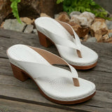 Summer New Large-Size Slippers Women's Toe High Heel Coarse Heel Casual Wearing Beach Women's