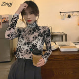 Women Floral Tops Daily Retro Blusas Basic Spring Long Sleeve Simple Elegant Mujer Ins Chic New Stylish Vintage