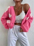 Loose V-Neck Clouds Fall Shoulder Knitted Cardigan Three Buckle Sweater Short